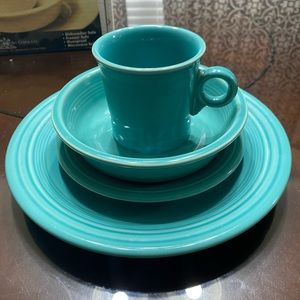Vintage Fiesta Ware Turquoise 4 Piece Place Setting MADE IN USA